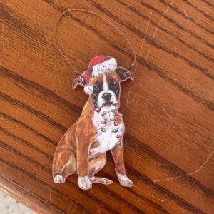 Festive Dog Ornament with Santa Hat